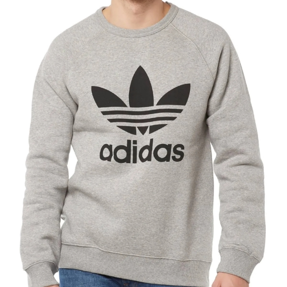 adidas originals Men's Trefoil Crew Sweatshirt Grey sz Medium